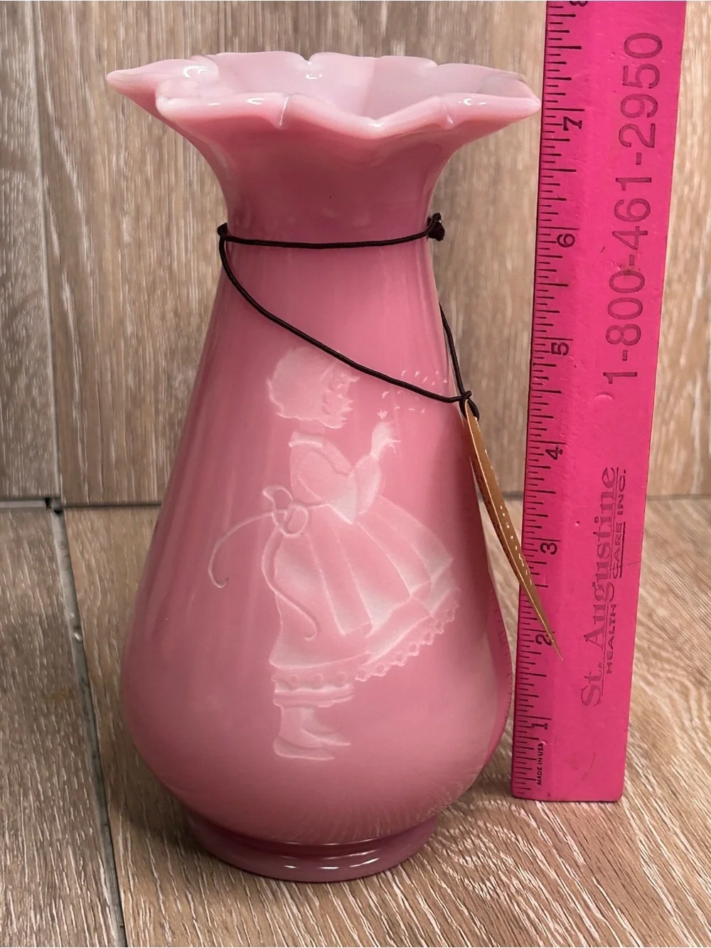 Vintage Fenton Rose Quartz Sand Carved Glass Vases Pair Limited Edition 7.5